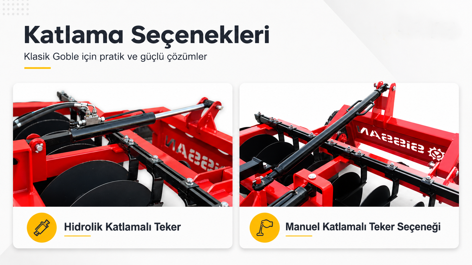 SİSSAN Klasik Goble hidrolik ve manuel katlamalı teker seçenekleri